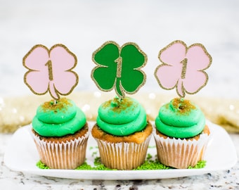 Lucky One Cupcake Toppers. Shamrock Cupcake Toppers. Lucky One 1st Birthday. St. Patrick's Day 1st Birthday. Lucky One Decor. Irish Decor.