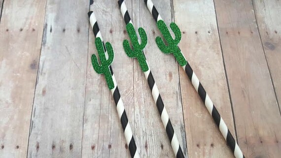 12 Cactus Straws Cacti Straws Cactus Party Decor Southwestern