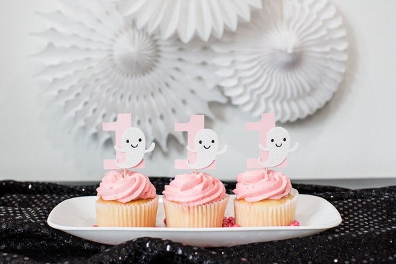 Ghost 1st Birthday Decorations. The Spooky One. Ghost Cupcake Toppers. Halloween 1st Birthday. Ghost First Birthday. Pink Halloween Party. Il_570xn
