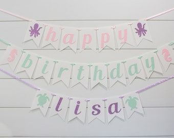 Under the Sea Birthday Banner. Oneder the Sea Birthday Banner. Two the Sea Birthday Banner. Pastel Mermaid Birthday Banner. Mermaid Party.