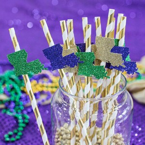 Mardi Gras Straws. Mardi Gras Party Decorations. Mardi Gras Birthday. NOLA Party Decorations. NOLA Bachelorette Party Decorations.