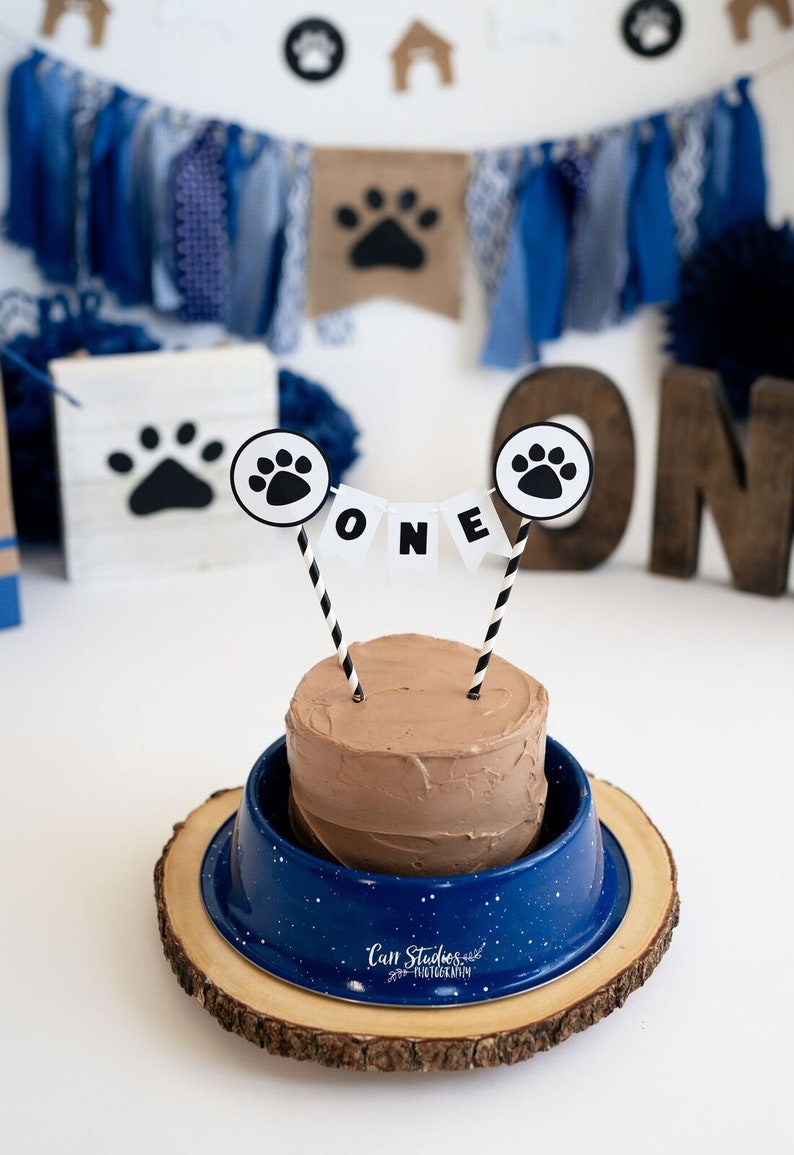 Puppy Pawty Cake Topper, Paw Print Party Decorations, Puppy First Birthday, First Birthday Paw-ty, Dog Birthday, Pet Birthday, Pet 1st Birth image 2