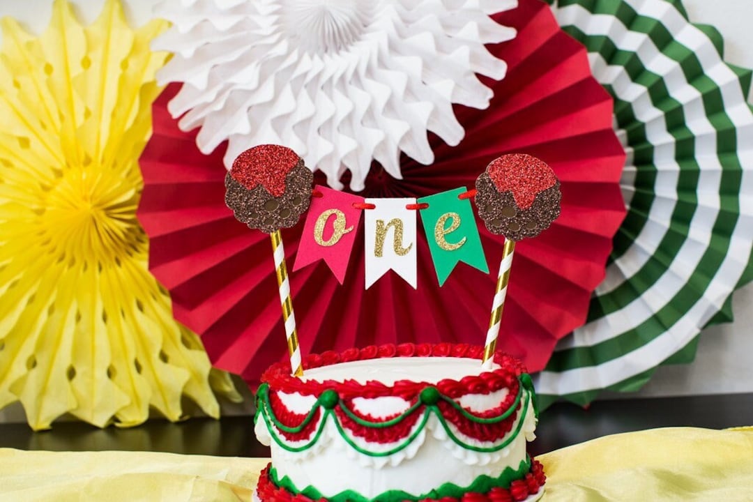 Little Meatball Birthday Party Decorations. Meatball Cake Topper. Pizza