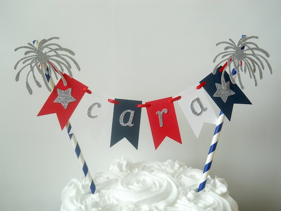 ORIGINAL Little Firecracker Birthday, Fourth of July Birthday, 4th of July Cake Topper, 4th of July First Birthday, 4th July Cake Bunting, Il_570xn