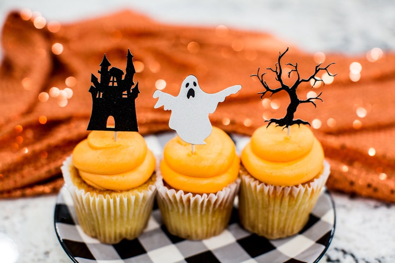 Halloween Party Decorations. Halloween Cupcake Toppers. Halloween Birthday Decorations. Haunted House Decorations. Spooky Halloween Party image 1