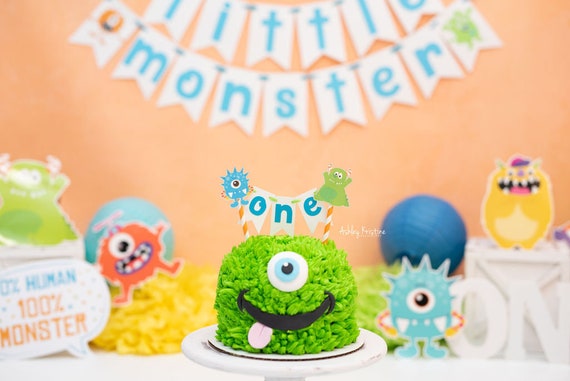 Little Monster Cake Topper. Little Monster First Birthday. Monster Party Decorations. Monster Cake Bunting. Little Monster Smash Cake Topper Il_570xn