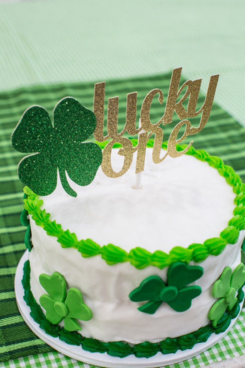 Lucky One Cake Topper, Lucky One Birthday, Lucky One Glitter Cake Topper, St. Patrick's Day Birthday, St. Patrick's Day 1st Birthday, image 2