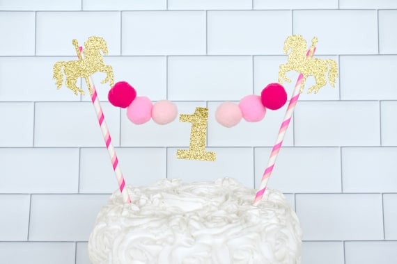 Carousel Cake Topper, Carousel Cake Bunting, Carousel Birthday Decor, Carousel First Birthday, Girl Circus Party, Circus Cake Topper, Il_570xn