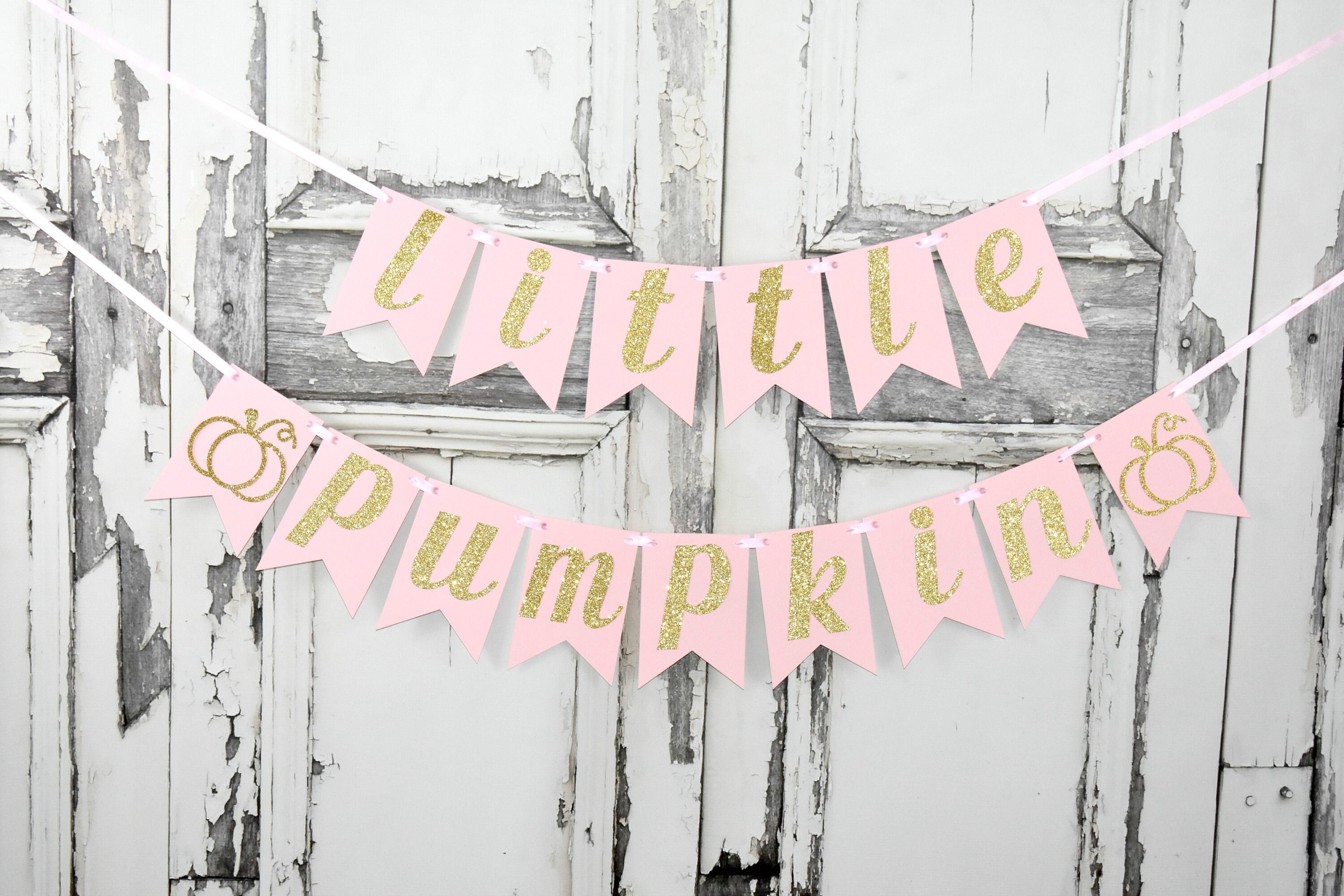 Little Pumpkin Banner – Pink & Gold Glitter Fall Decor For Baby Showers & Birthdays