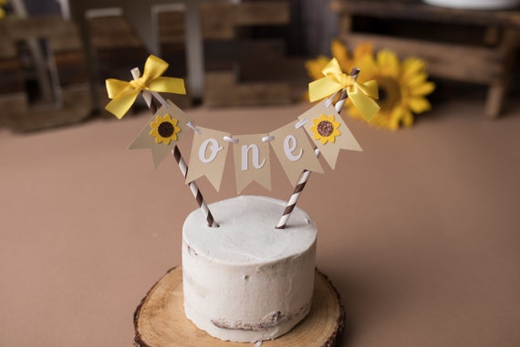 Sunflower Bee ONE Cake Topper, Bee Themed First Birthday Cake