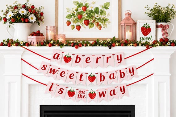 Strawberry Baby Shower Banner: A Berry Sweet Baby On The Way