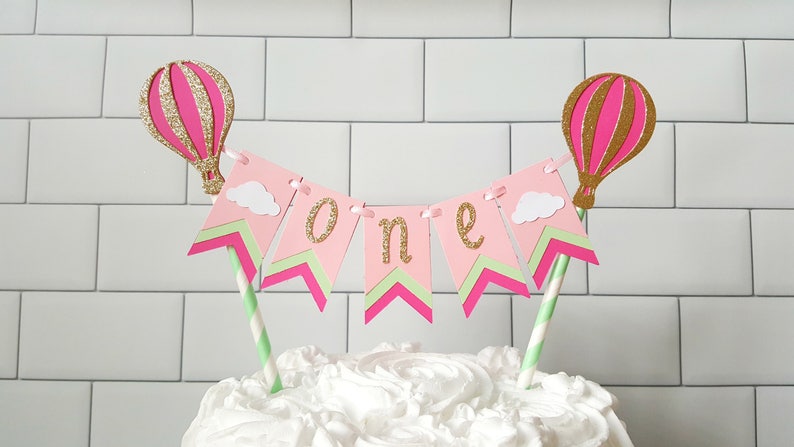 Hot Air Balloon Cake Topper, Up Up & Away Birthday, Hot Air Balloon Party Decor, Hot Air Balloon Smash Cake Topper, Hot Air Balloon Birthday image 1