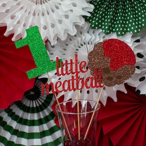 Little Meatball Party Decorations. Little Meatball Centerpiece Sticks. Little Meatball First Birthday Party Decorations. Pizza 1st Birthday.