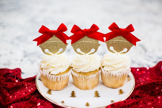 Sleigh Bells Cupcake Toppers. Christmas Party Decorations. Holiday Party Decorations. Christmas Cupcake Toppers. Jingle Bells Party Decor. Il_570xn