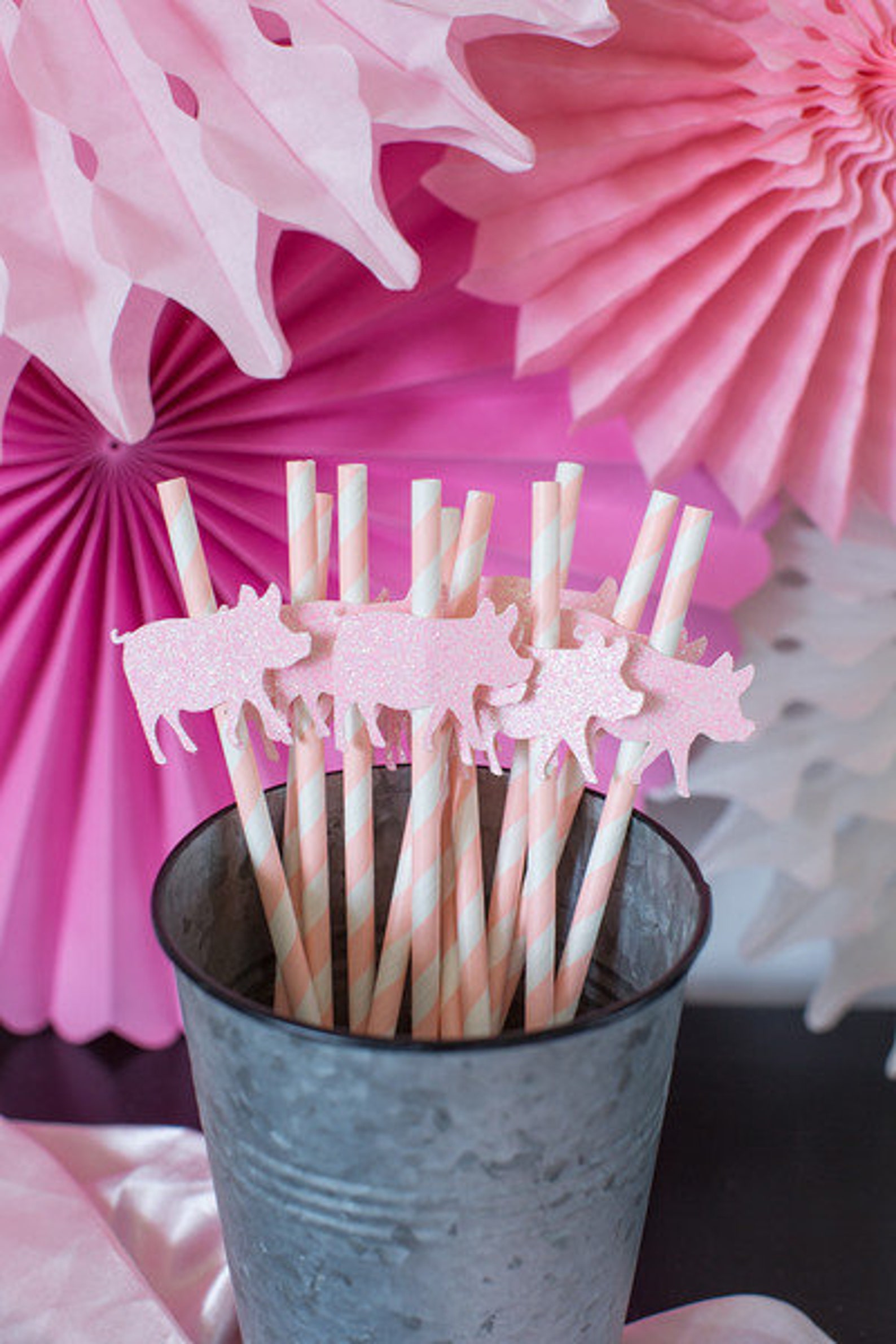 Pig Party Decorations Piggy Party Decorations Pig Straws Etsy
