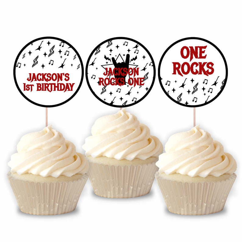 Printable Rock N' Roll Cupcake Toppers / Editable Rock Etsy