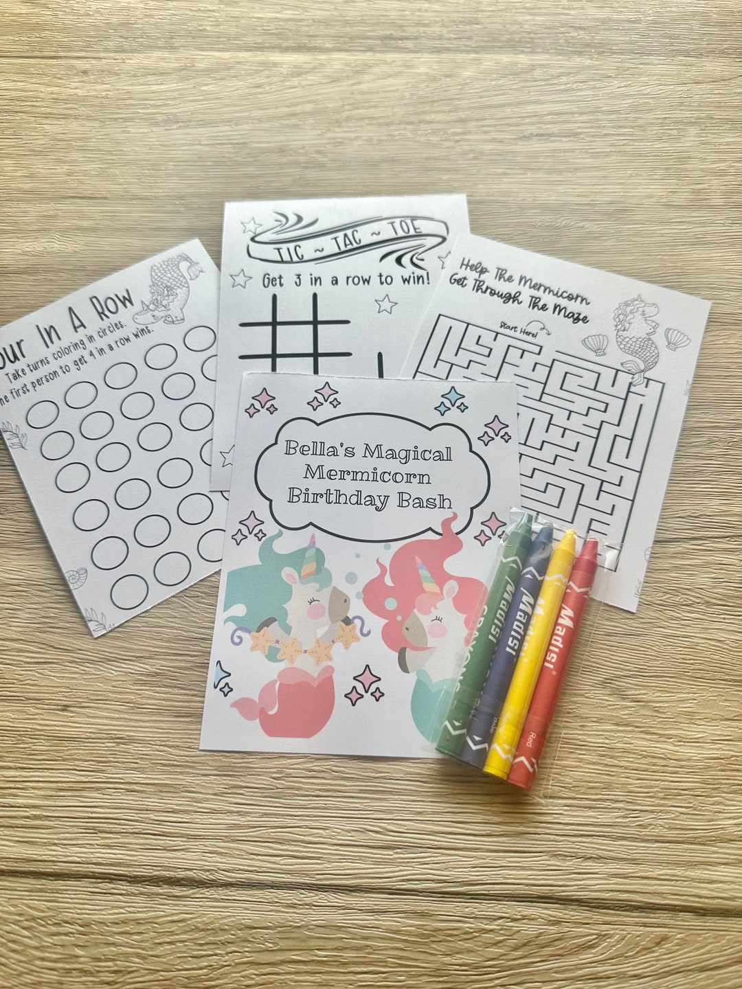 Mermicorn Coloring Kit Favors With Personalized Coloring Pages/ Mermaid