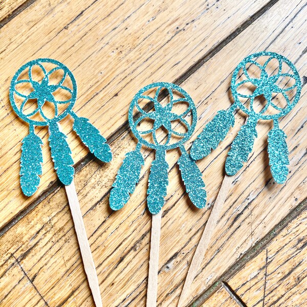 Dream Catcher Cupcake Toppers / Two Wild Cupcake Toppers / Boho Theme Custom Toppers / Boho Decor / Dreamcatcher Cupcake Toppers