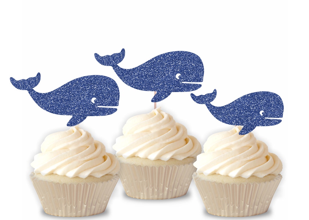Whale Cupcake Toppers Whale Baby Shower Whale Birthday Etsy