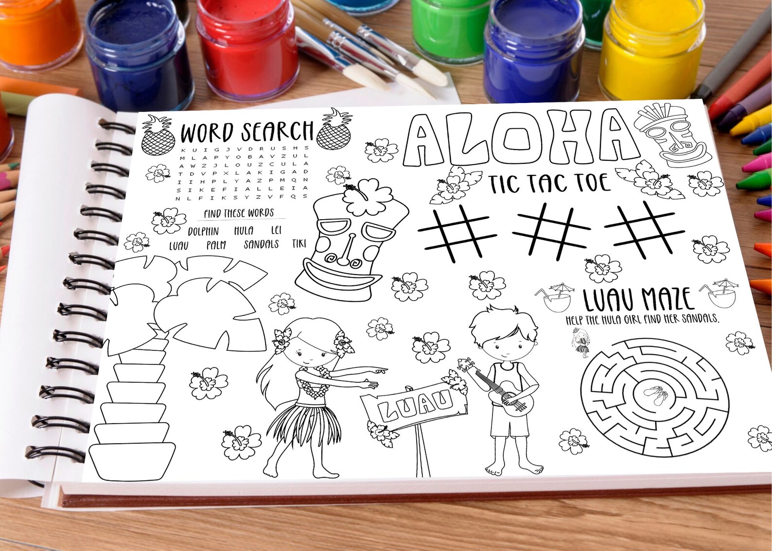 Printable Luau Party Activity Sheet / Kids Printable Activity - Etsy