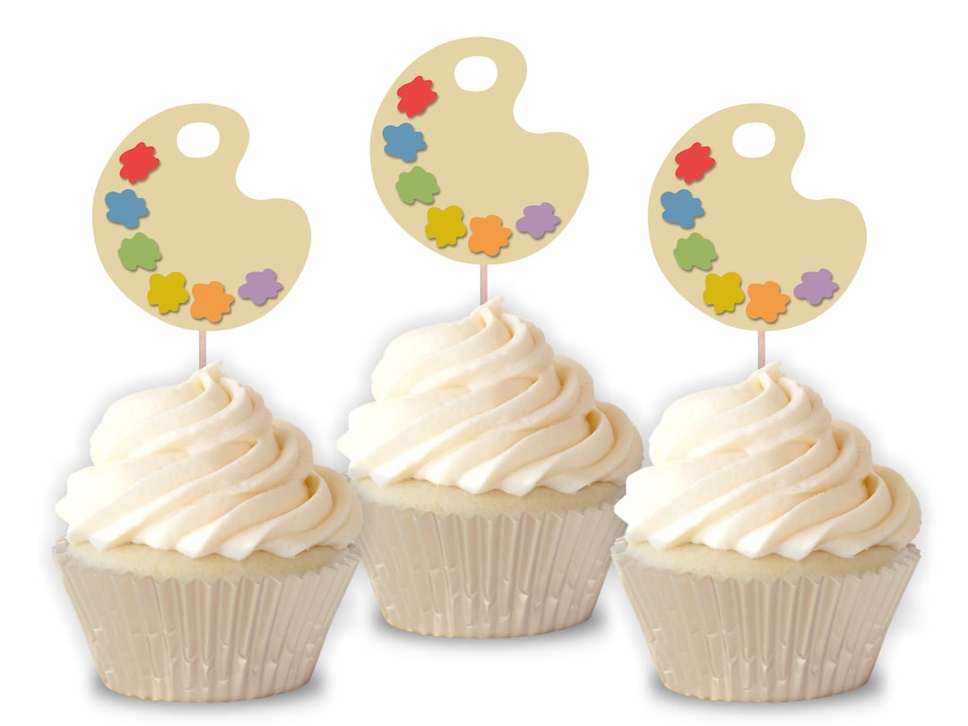 Art Palette Cupcake Toppers / Art Party Decor / Art Party Cupcake Toppers / Paint Party Decor