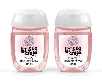 Let's Go Girls Hand Sanitizer Labels, Western Party Favors, Disco Party Favors, Bachelorette, Custom labels, Personalized, Birthday, Party