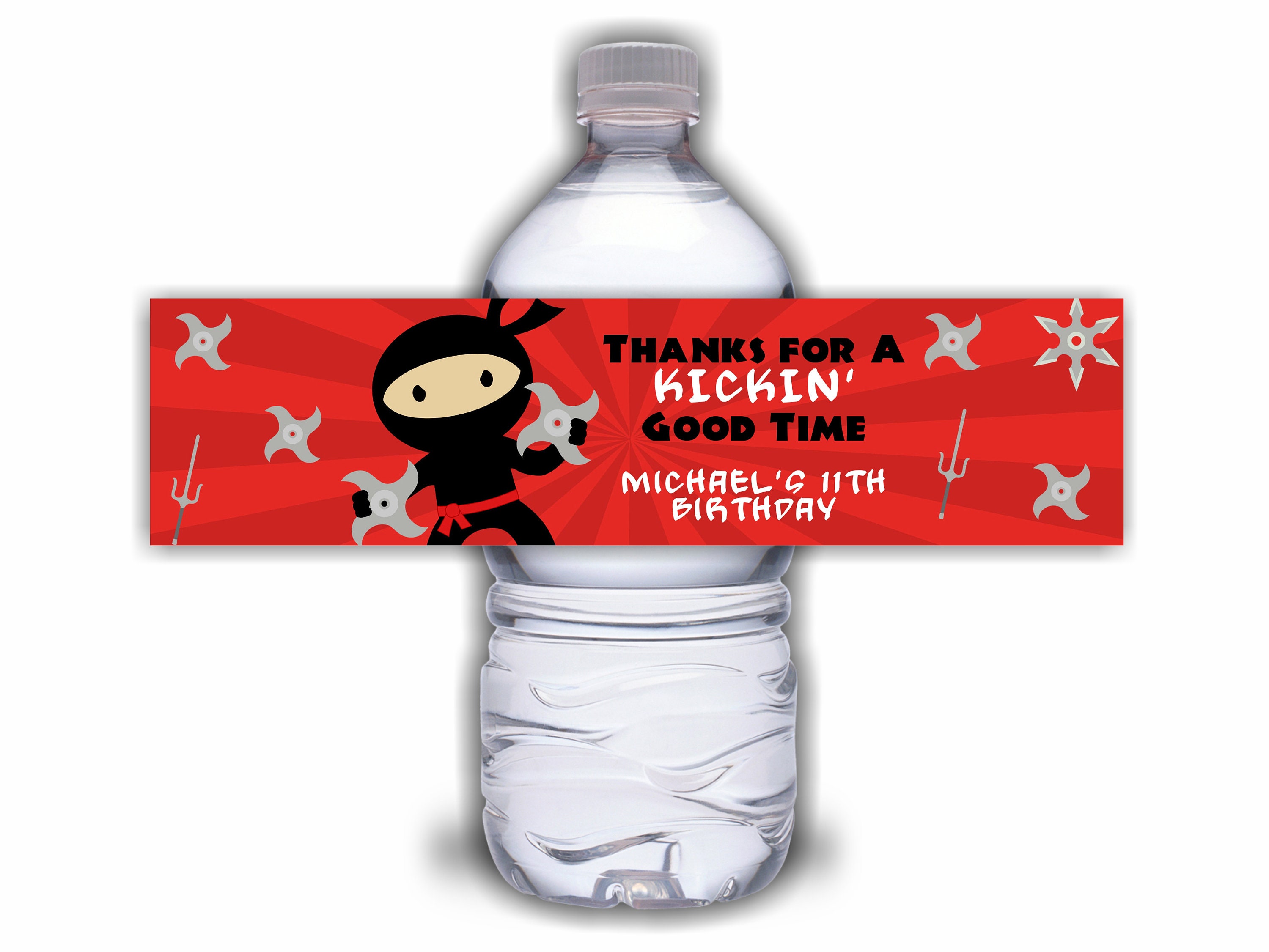 Editable Ninja Water Bottle Labels / Ninja Party Labels / Martial Arts  Party Water Bottle Labels / Ninja Birthday Decor