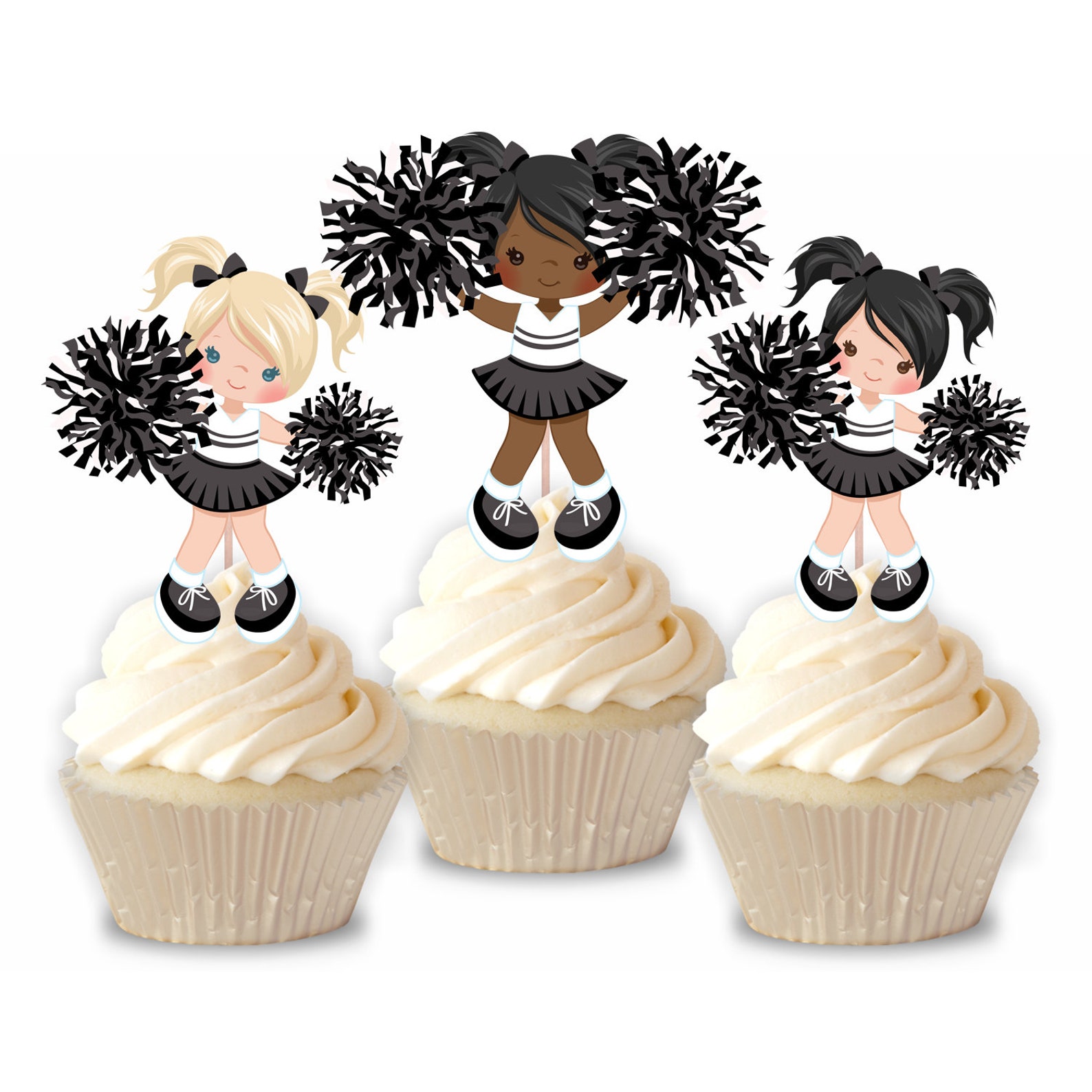 Cheerleader Cupcake Toppers / Cheer Toppers / Cheerleader Etsy