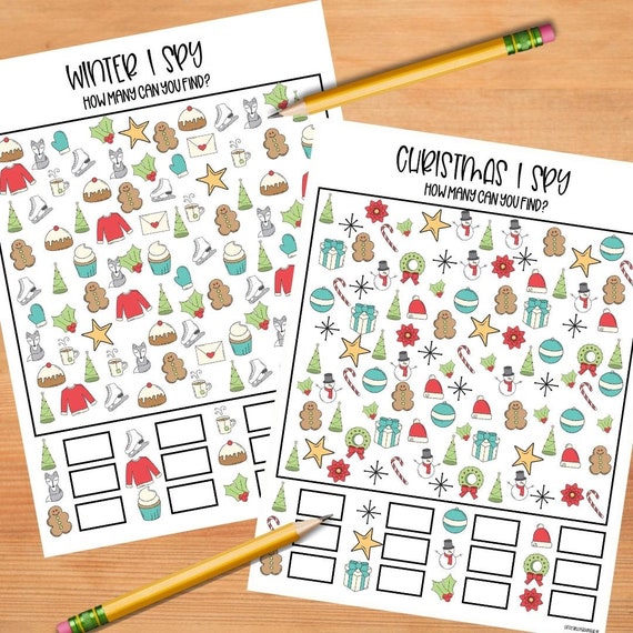 Printable Winter I Spy Activity Sheet / Kids Printable Activity.