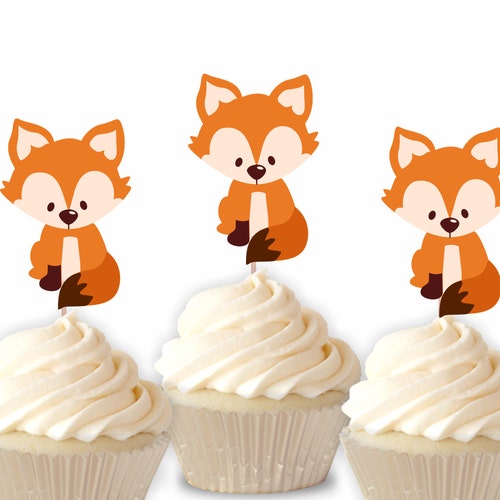 Little Fox Cupcake Toppers / Fox Toppers / Woodland Animals Etsy