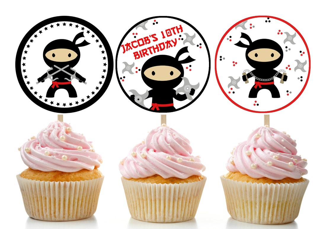Printable Ninja Cupcake Toppers / Editable Ninja Cupcake Toppers