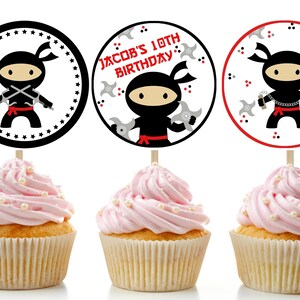 Printable Ninja Cupcake Toppers / Editable Ninja Cupcake Toppers ...