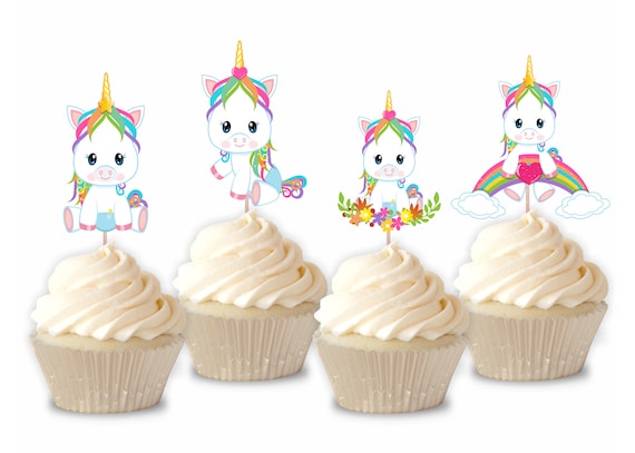 Baby Unicorn Cupcake Toppers / Rainbow Unicorn Party Decorations / Magical  Unicorn Party Decor / Little Unicorn Shower / Uncorn Magic 