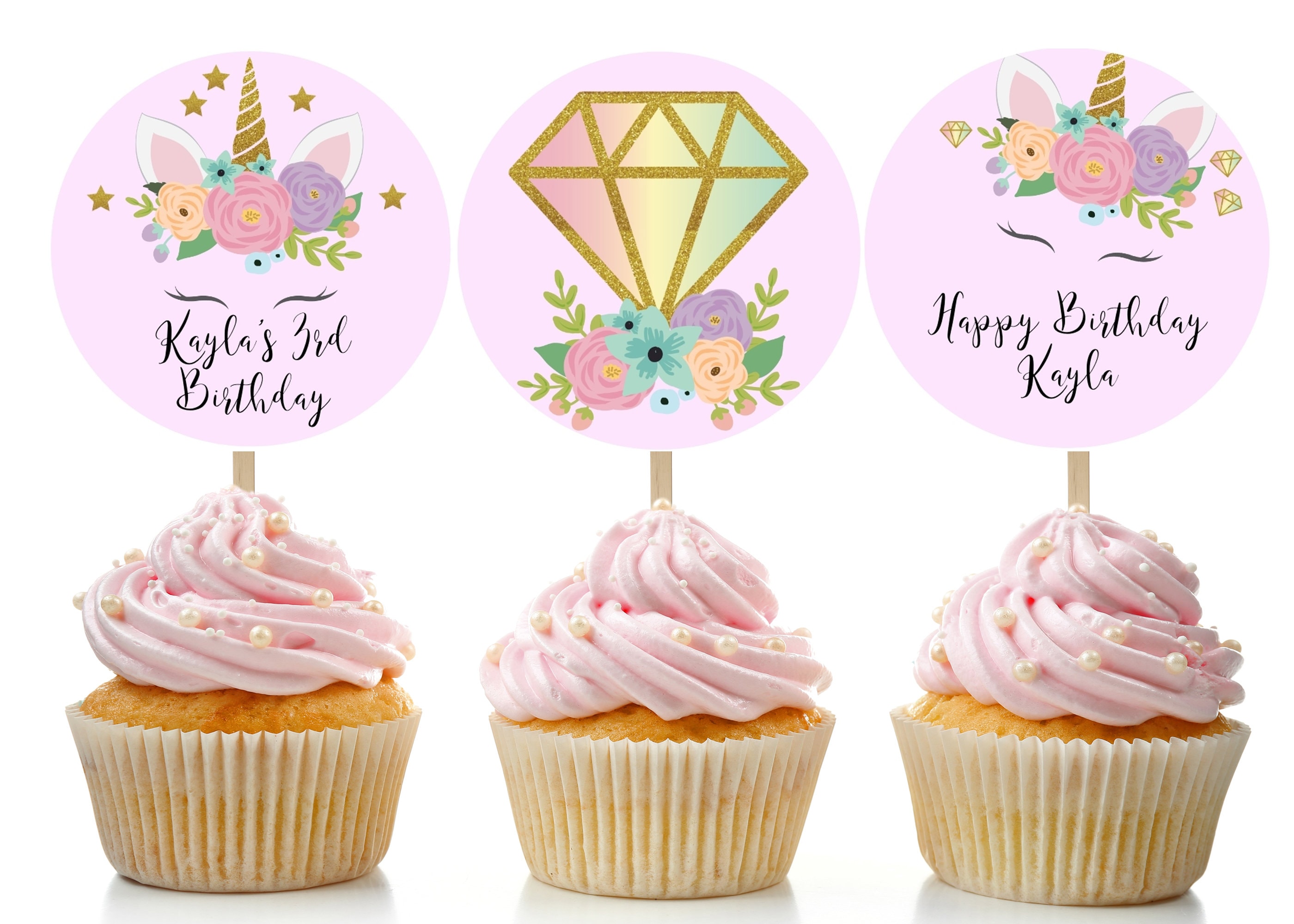 Printable Unicorn Cupcake Toppers / Editable Unicorn Cupcake - Etsy