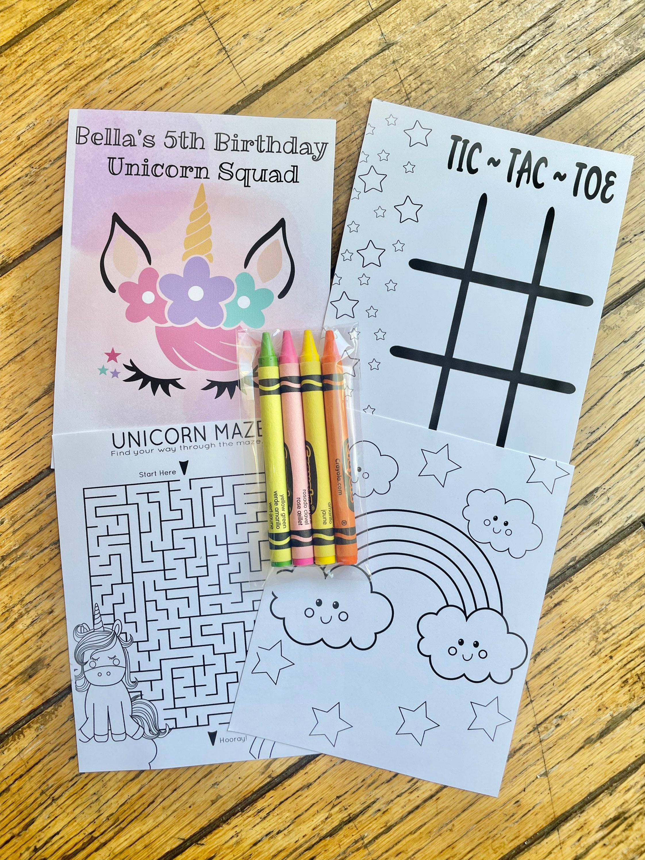 Unicorn Coloring Kit Favors With Personalized Coloring Pages/ Unicorn Party  Favors /unicorn Birthday Favors /unicorns / Party Favor 