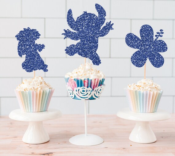 Disney Lilo & Stitch Glitter Cake Cupcake Toppers Cake Decor Baby