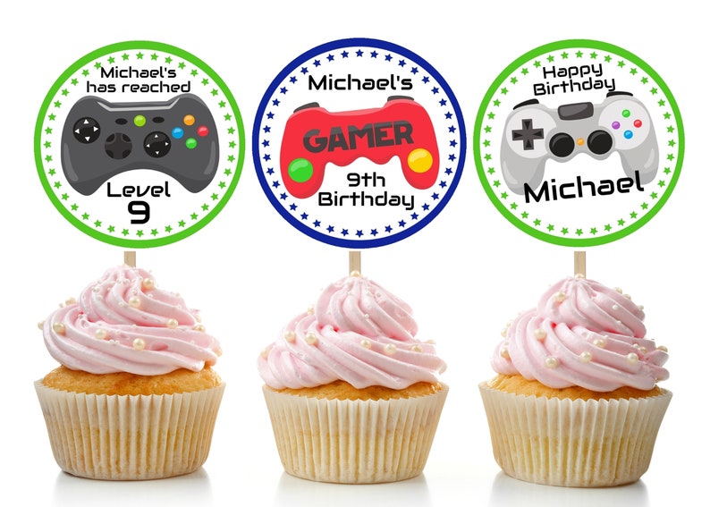 Printable Gamer Cupcake Toppers / Editable Gamer Cupcake | Etsy