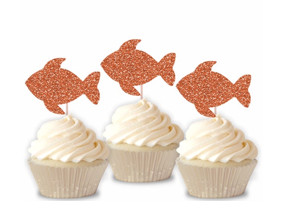 READY TO SHIP Glitter Fish Cupcake Toppers, Tropical Fish Cupcake Toppers,  Under the Sea Shower, Aquarium Birthday, Under the Sea -  Canada