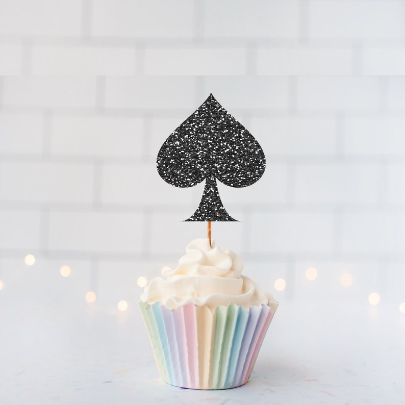 Glitter Spade Cupcake Toppers Spade Cupcake Toppers Custom Cupcake Topper Vegas Theme Decor Bachelorette Decor Casino Decor