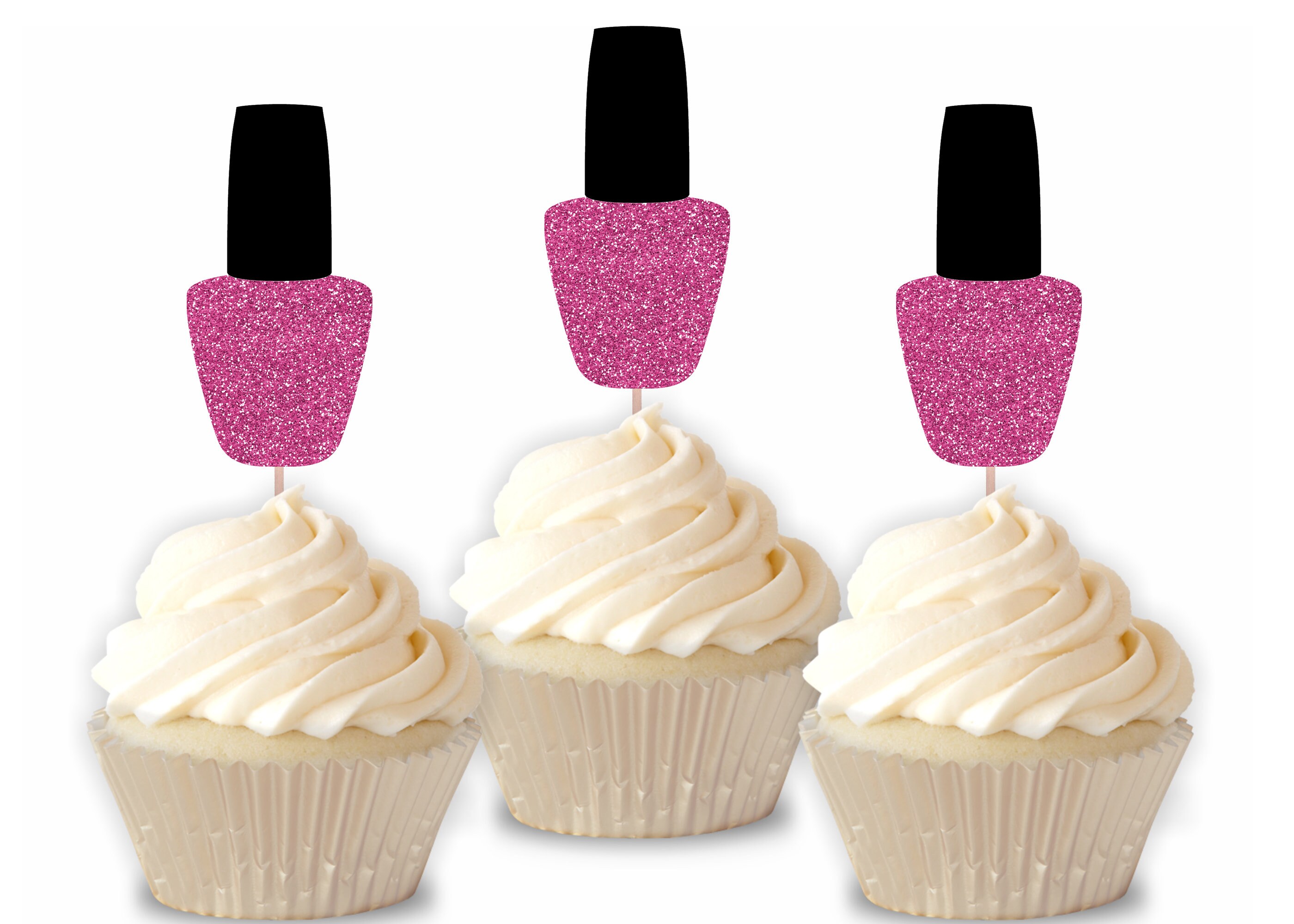READY TO SHIP Glitter Nail Polish Cupcake Toppers Manicure Etsy UK