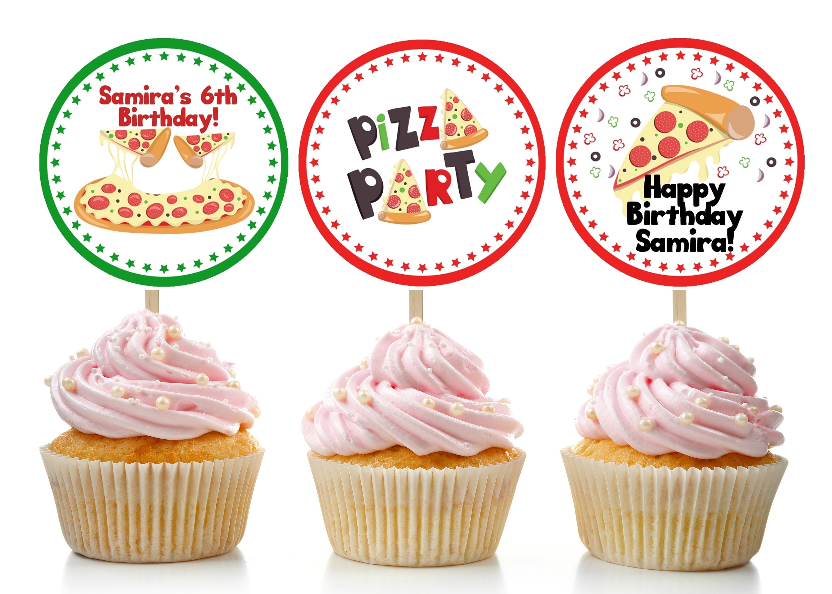 Printable Pizza Party Cupcake Toppers / Editable Pizza Party Etsy Canada