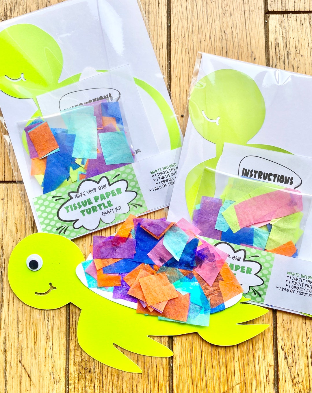 Make Your Own Tissue Paper Turtle Kit / DIY Turtle Craft Kit / Toddler