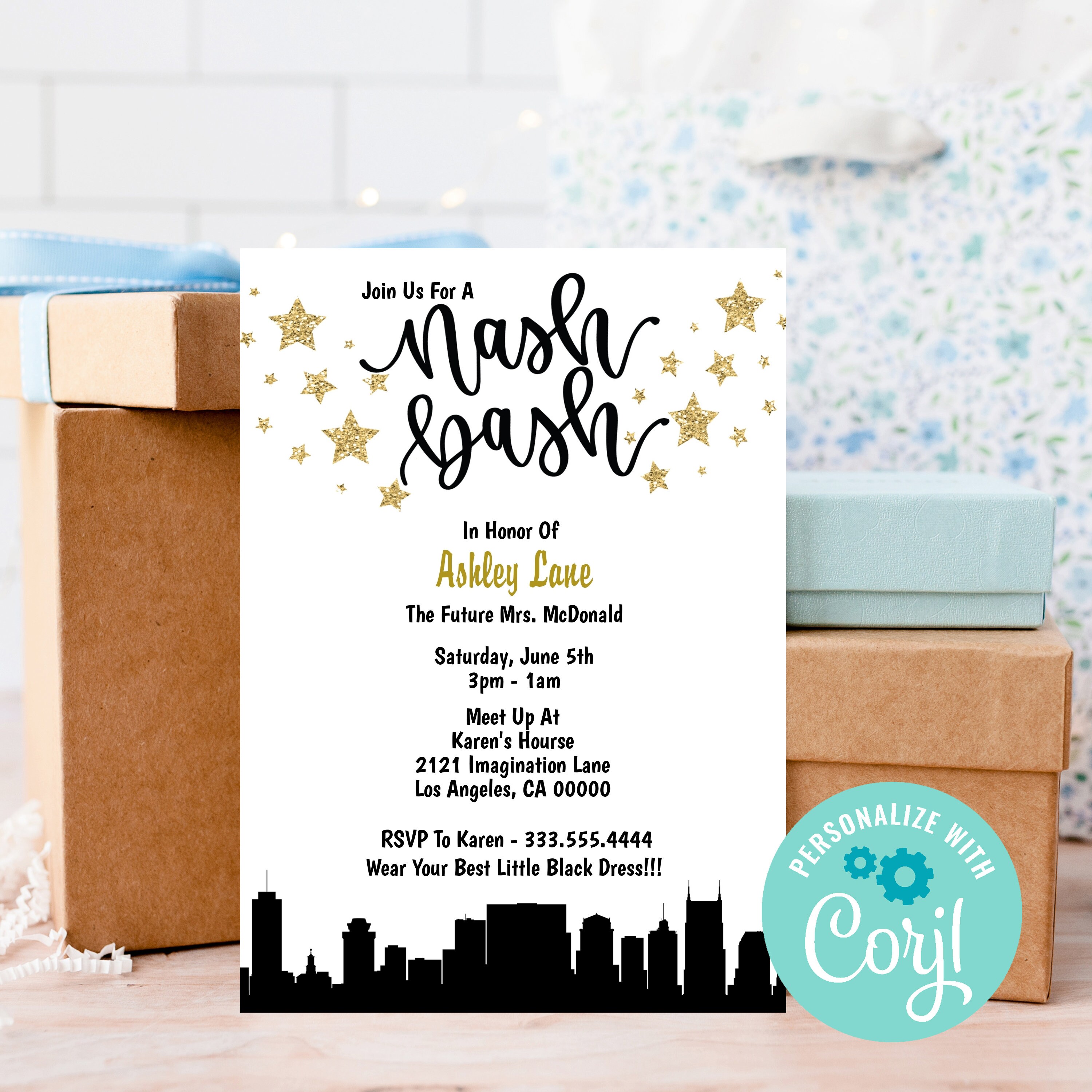 Nash Bash Invitation Nashville Party Nashville Etsy
