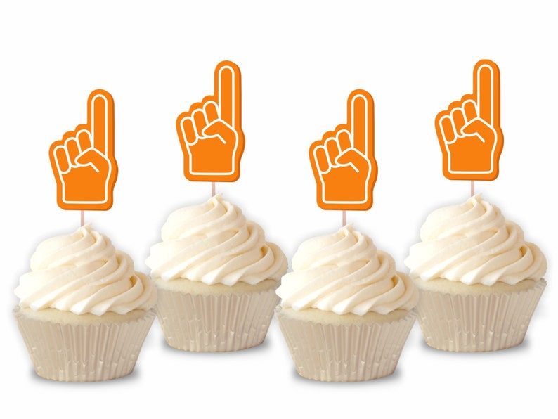 Foam Finger Cupcake Toppers / Sports Toppers / Custom Toppers Etsy