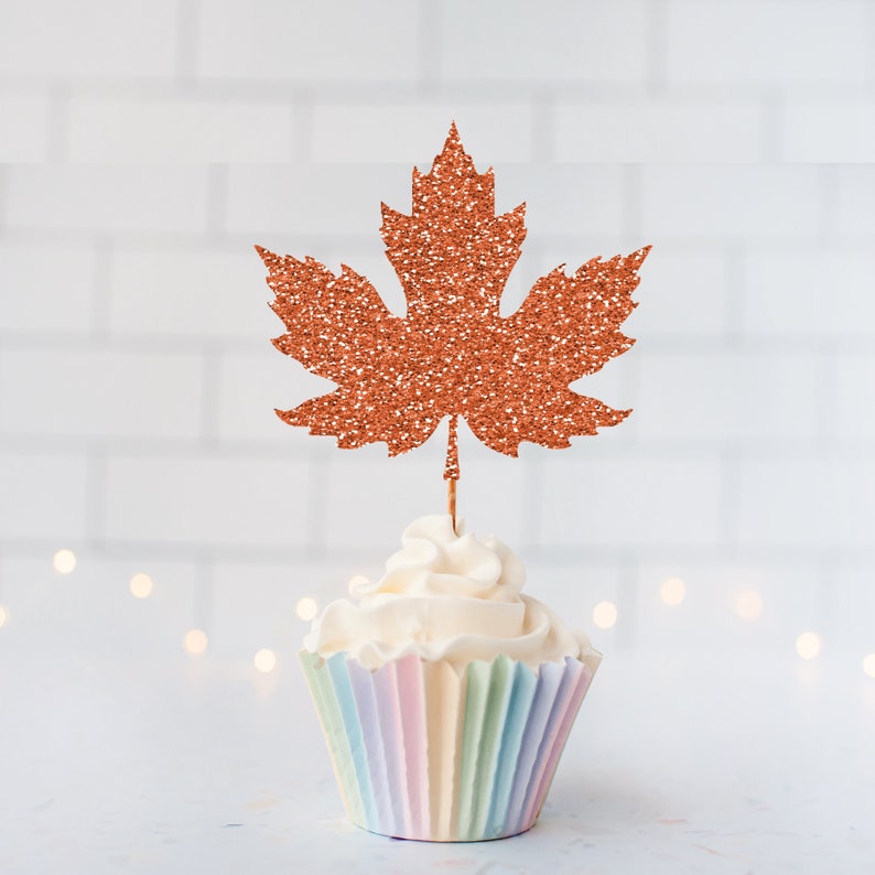 Fall Leaf Cupcake Toppers Leaves Autumn Themed Party Decor Fall Themed Cupcake Topper Autumn Leaf Cupcake Toppers Cupcake Toppers