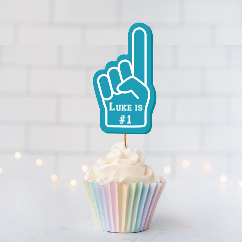 Personalized Foam Finger Cupcake Toppers / Sports Topper / Etsy