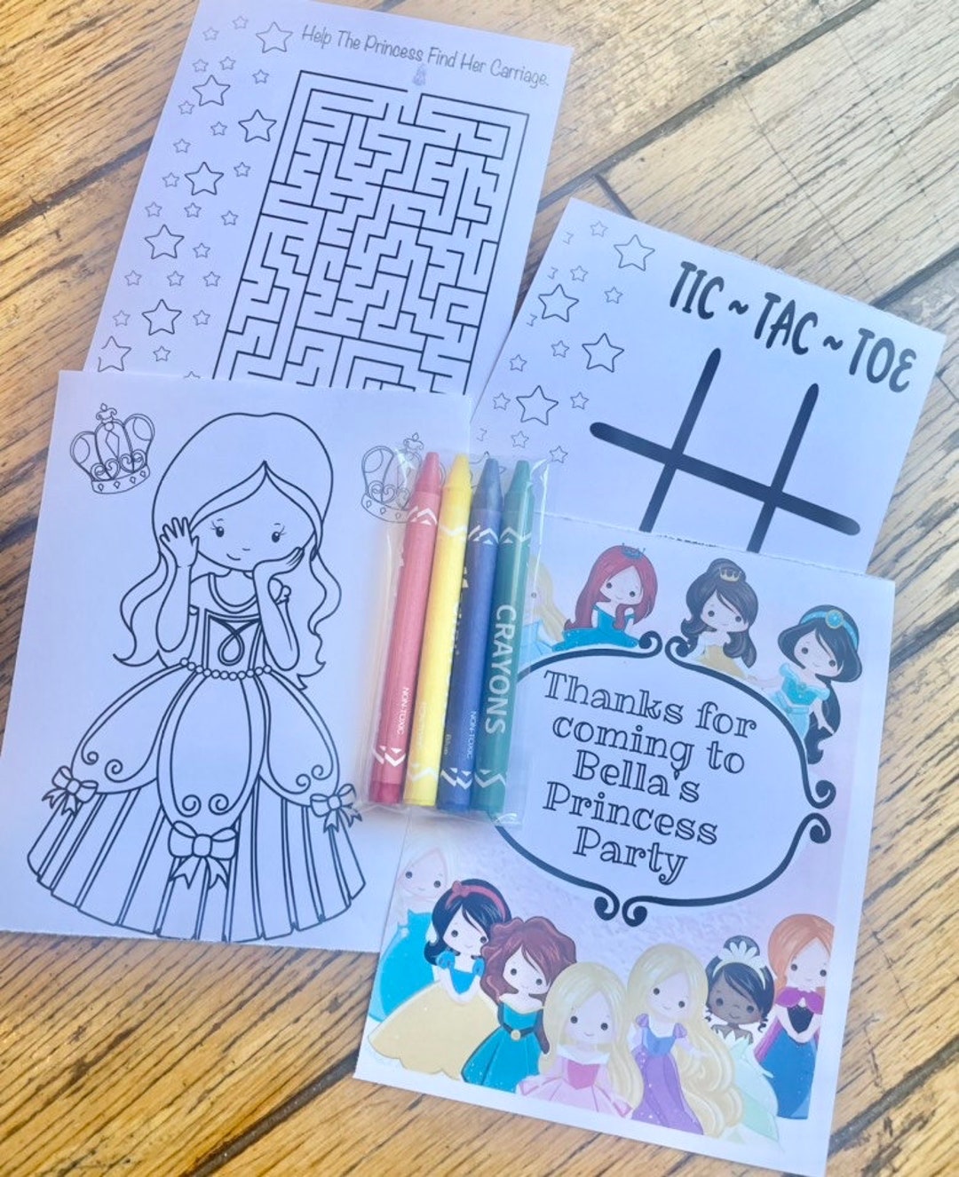 Princess Coloring Kit Favors With Personalized Coloring Pages - Etsy