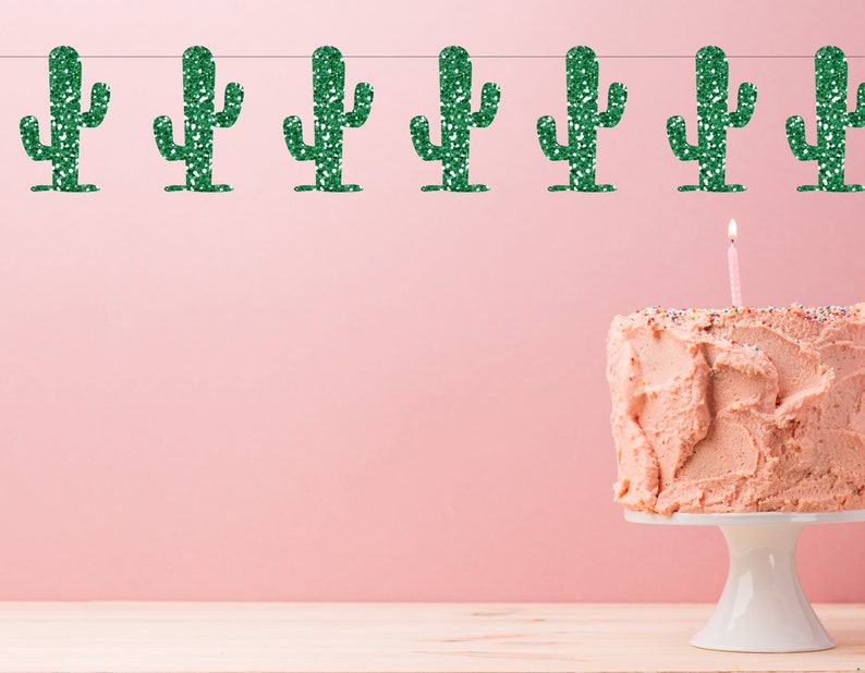 Hanging Fiesta Banner Cactus Party Garland Fiesta Banner Cactus Bachelorette Party Cactus Banner Glitter Cactus Party Decorations