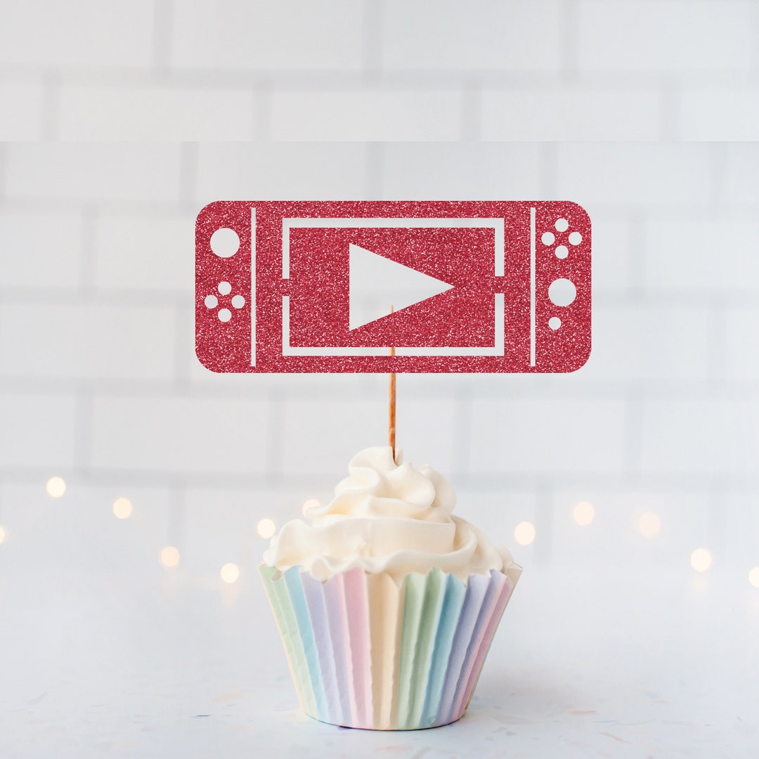 37-Piece Video Game Cupcake Toppers - Game Controllers, 'Game On' Picks For Gamer Birthday Party