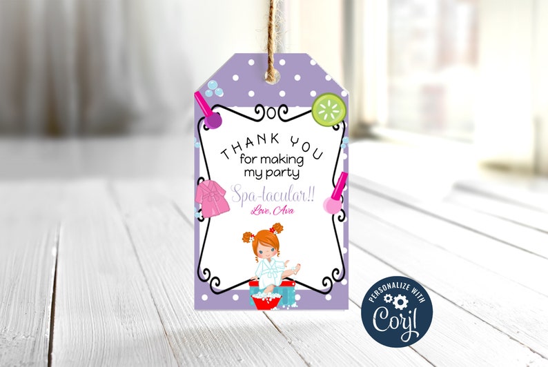 DIGITAL Spa Gift Tags Spa Party Favor Tags Manicure Party Thank You Tags Spa Gift Bag Tags Spa Party Gift Tags Spa Birthday Tags